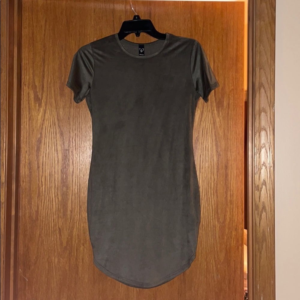 Olive Green Suede Dress